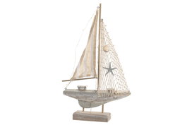 DKD Home Decor Figura LED MDF Barco Velero Natural
