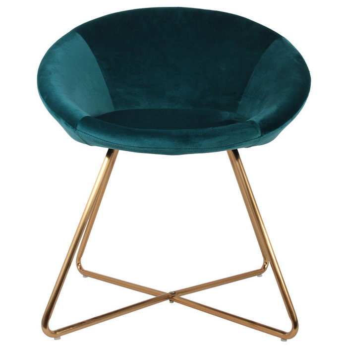 Home Deco Factory Silla Butaca Azul con Patas Metálicas Home Deco Factory Silla Butaca Azul con Patas Metálicas
