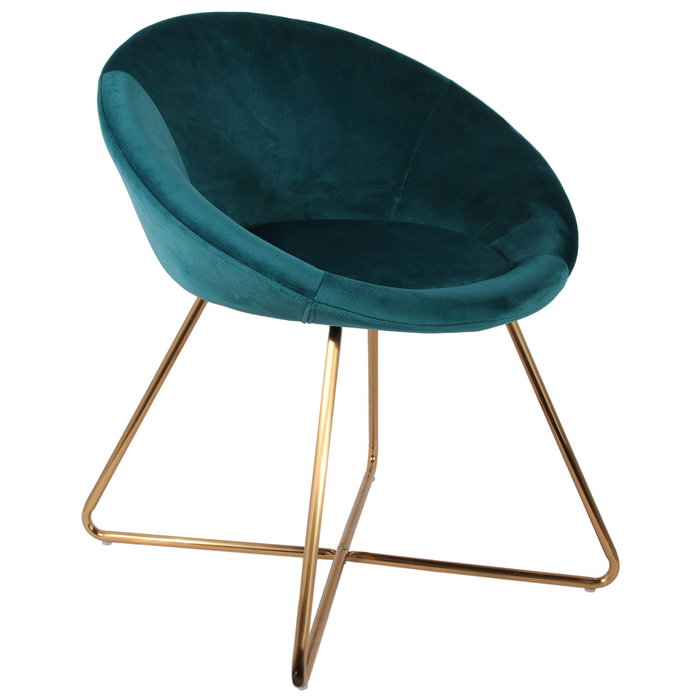 Home Deco Factory Silla Butaca Azul con Patas Metálicas Home Deco Factory Silla Butaca Azul con Patas Metálicas
