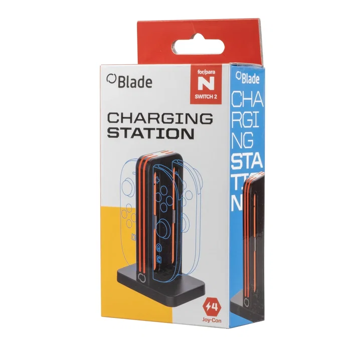 Blade Gaming BL1006 Base de Carga para 4 Joy-Con de Nintendo Switch 2, Estación de Recarga con 4 LEDs y Aviso Sonoro, Incluye Cable USB-C, Negro