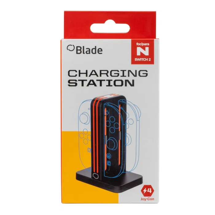 Blade Gaming BL1006 Base de Carga para 4 Joy-Con de Nintendo Switch 2, Estación de Recarga con 4 LEDs y Aviso Sonoro, Incluye Cable USB-C, Negro
