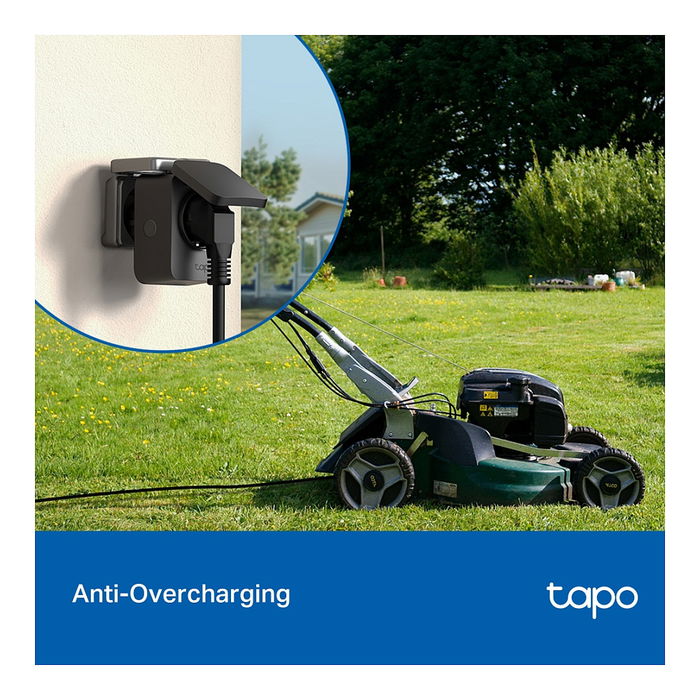 TP-Link Tapo P410M Enchufe Inteligente Exterior Wi-Fi con IP54, Control por Voz con Alexa, Google Home y Siri, 16A, 3680W, Negro