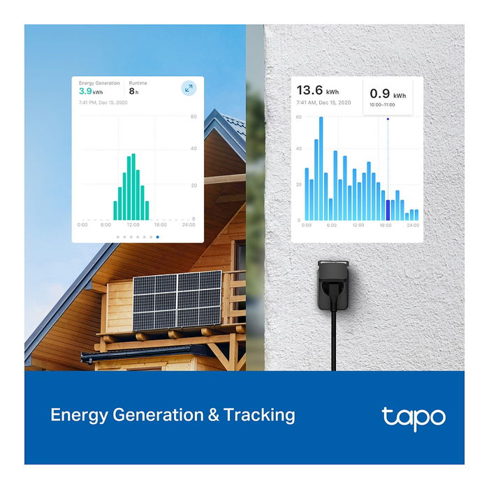 TP-Link Tapo P410M Enchufe Inteligente Exterior Wi-Fi con IP54, Control por Voz con Alexa, Google Home y Siri, 16A, 3680W, Negro