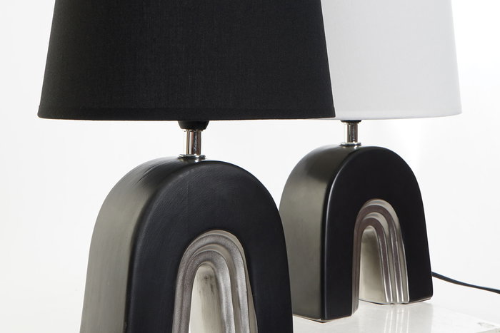 DKD Home Decor Lámpara Sobremesa Moderno Negro Blanco 23 x 16 x 32 cm (2 Unidades)