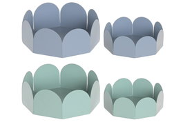 DKD Home Decor Set de 2 Bandejas Vaciaposillos Arcos en Azul y Turquesa