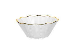 DKD Home Decor Bol Glam - Boles de Cristal Transparente y Dorado para Decoración, 14.5 x 6 x 14.5 cm, 2 Unidades