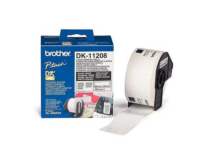 Brother DK-11208 Etiquetas de Dirección 38x90mm, 400 Unidades, Blanco Brother DK-11208 Etiquetas de Dirección 38x90mm, 400 Unidades, Blanco