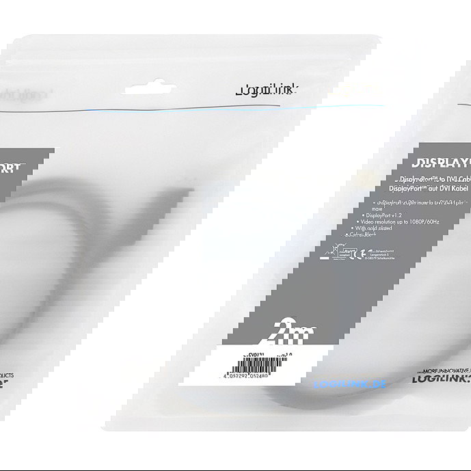 LogiLink CV0131 Cable DisplayPort a DVI 1.2, 2m, Negro LogiLink CV0131 Cable DisplayPort a DVI 1.2, 2m, Negro