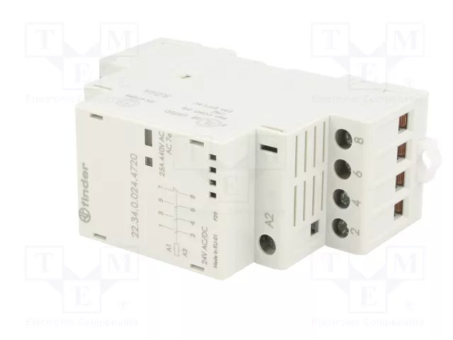 FINDER Contactor de Instalación Modular 4-polar 25A 24VAC/24VDC