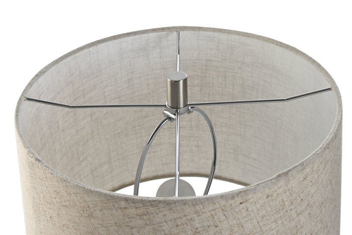 DKD Home Decor Lámpara de Sobremesa Ondulada de Loza y Lino Blanco y Beige