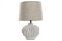 DKD Home Decor Lámpara de Sobremesa Ondulada de Loza y Lino Blanco y Beige