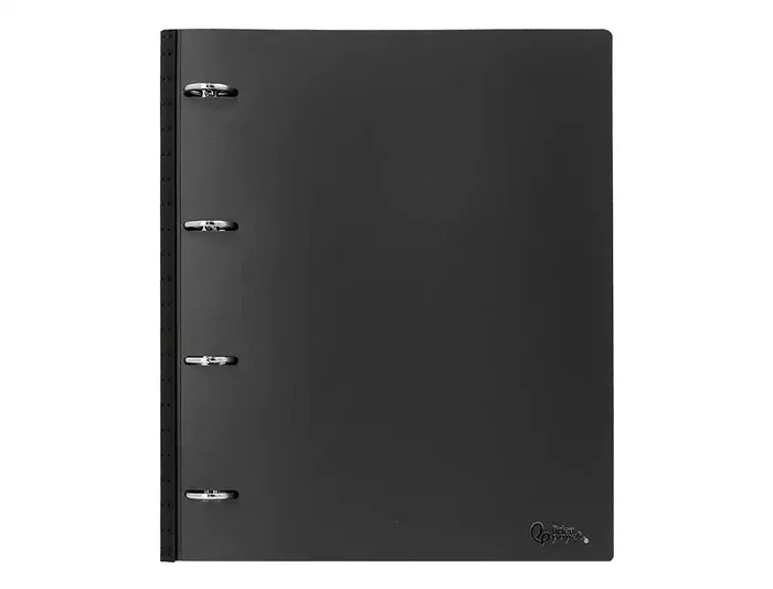 Liderpapel Carpeta de anillas DIN A4, 4 anillas 25 mm, Polipropileno, Lomo extensible 4 cm, Negro