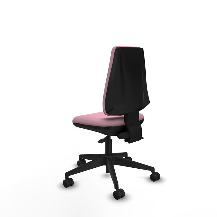 Silla de oficina Elche con mecanismo Asincro tapizada con Tela color Rosa. Equipada con Base piramidal negra, Sin brazos y Ruedas 65mm nailon Silla de oficina Elche con mecanismo Asincro tapizada con Tela color Rosa. Equipada con Base piramidal negra, Sin brazos y Ruedas 65mm nailon