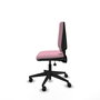 Silla de oficina Elche con mecanismo Asincro tapizada con Tela color Rosa. Equipada con Base piramidal negra, Sin brazos y Ruedas 65mm nailon