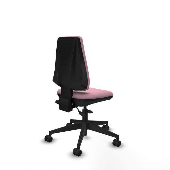 Silla de oficina Elche con mecanismo Asincro tapizada con Tela color Rosa. Equipada con Base piramidal negra, Sin brazos y Ruedas 65mm nailon Silla de oficina Elche con mecanismo Asincro tapizada con Tela color Rosa. Equipada con Base piramidal negra, Sin brazos y Ruedas 65mm nailon