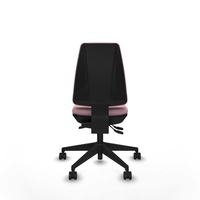 Silla de oficina Elche con mecanismo Asincro tapizada con Tela color Rosa. Equipada con Base piramidal negra, Sin brazos y Ruedas 65mm nailon Silla de oficina Elche con mecanismo Asincro tapizada con Tela color Rosa. Equipada con Base piramidal negra, Sin brazos y Ruedas 65mm nailon