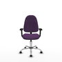 Silla de oficina Algarra con mecanismo Contacto permanente básico tapizada con Tela color Morado. Equipada con Base cromada, Brazos 2D y Ruedas de parqué