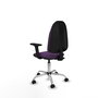 Silla de oficina Algarra con mecanismo Contacto permanente básico tapizada con Tela color Morado. Equipada con Base cromada, Brazos 2D y Ruedas de parqué