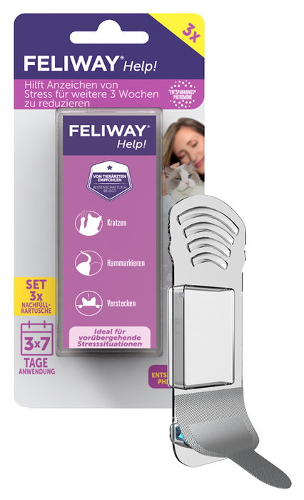 Feliway Help - 3 Recambios para Difusor, Reduce Estrés en Gatos, Viajes, Cambios, Fiestas