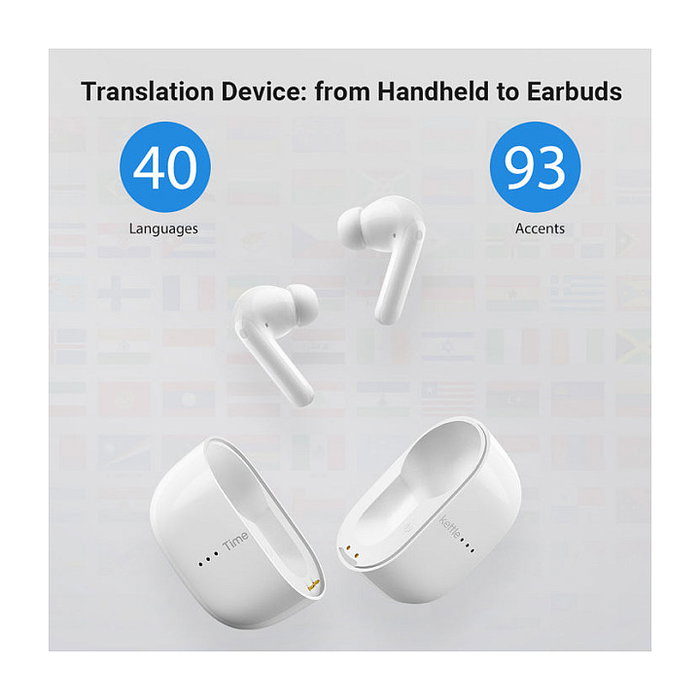 Timekettle M3 Auriculares con Traducción Offline Inalámbricos Bluetooth 5.2 para Llamadas/Música, Resistentes al Agua IPX4, 25h Batería, Blanco