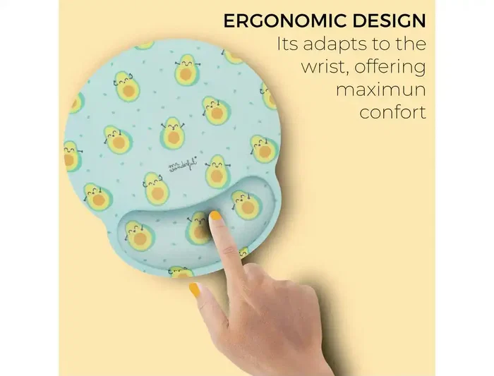 Wondee Alfombrilla de Ratón Ergonómica de Gel con Reposamuñecas, Diseño Aguacates, Antideslizante, Impermeable, 250x230 mm