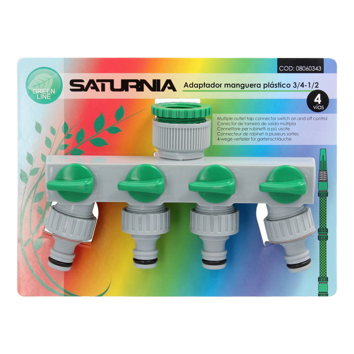 SATURNIA Distribuidor de Manguera de 4 Vías con Adaptador