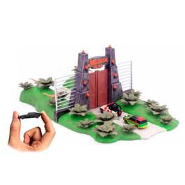JADA TOYS Escenario Mini Jurassic World con 2 Vehículos de Metal y 3 Dinosaurios