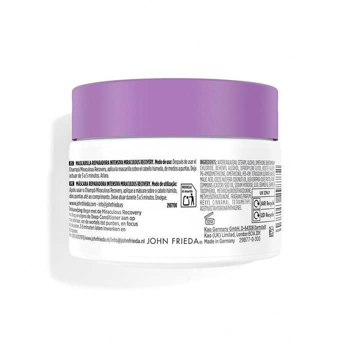 John Frieda Frizz Ease Miraculous Recovery Mascarilla Reparadora Intensiva Anti-Frizz con Ceramidas - 250 ml