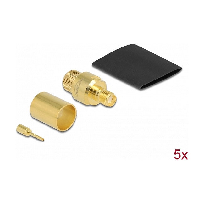 DeLOCK Conector SMA hembra para engarzar LMR400 con tubo termorretráctil, 5 unidades DeLOCK Conector SMA hembra para engarzar LMR400 con tubo termorretráctil, 5 unidades