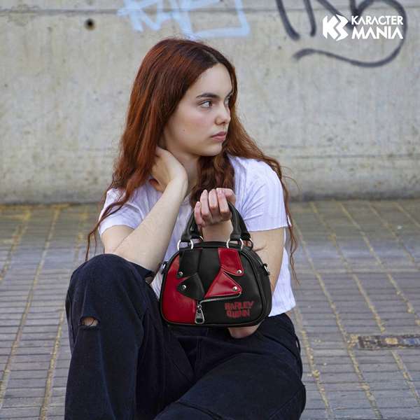 DC Comics Harley Quinn Bolso Bowling Fashion Jacket Negro PVC 22x16cm