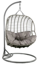 DKD Home Decor Sillón Colgante 2 plazas para Terraza y Jardín, Gris, Ratán Sintético, 105 x 105 x 195 cm