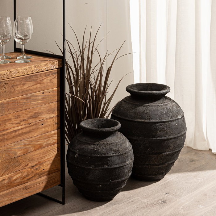 Jarrón Gris Fibra de Cemento Decoración 45 X 45 X 51 cm