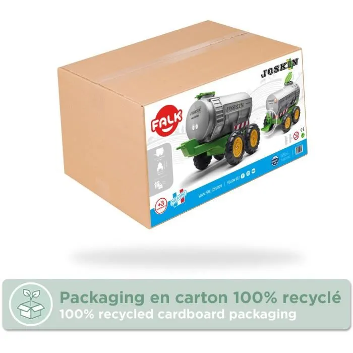 Falk Remolque Cisterna Joskin 30 Litros con Grifo y Esparcidor para Niños Jardineros 3-7 Años