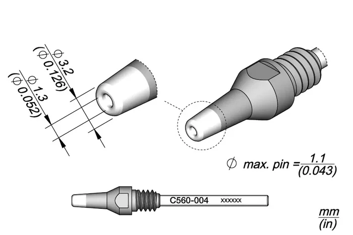 JBC TOOLS Pico para máquinas desoldar 3,2x1,3mm