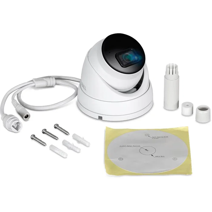 Trendnet TV-IP1515PI Cámara de Seguridad IP Turret 5MP (2592x1920) con Visión Nocturna, PoE, IP66, Interior y Exterior, para Techo, Blanca
