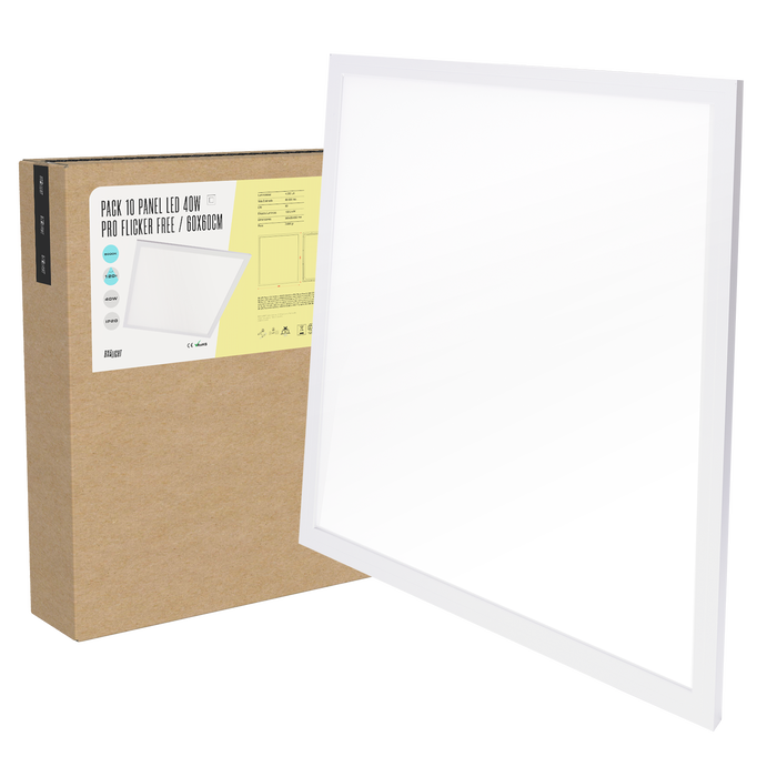BX3 LIGHT Pack 10 Panel LED 40W 60x60cm Blanco Frío 4.000 Lm 6500K PRO Flicker Free