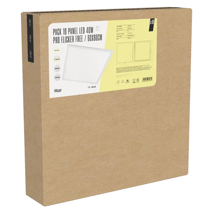 BX3 LIGHT Pack de 10 Paneles LED 60x60 cm 40W 4000 Lm 6500K Flicker Free 60000H Reemplazo Fluorescente, Incluye BX3-LPT59540WLIFUDCW