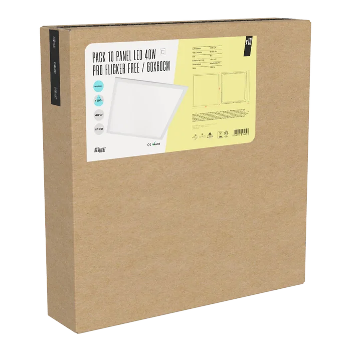 BX3 LIGHT Pack de 10 Paneles LED 60x60 cm 40W 4000 Lm 6500K Flicker Free 60000H Reemplazo Fluorescente, Incluye BX3-LPT59540WLIFUDCW