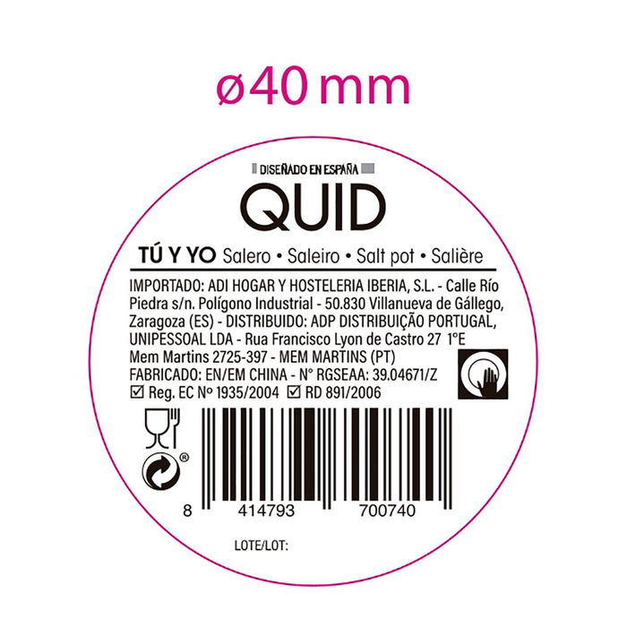 Salero Cerámico Tu Y Yo Quid 12x12 cm (6 Unidades)