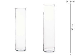 GIFTDECOR Jarrón de Cristal Cilindro Transparente de 12 cm x 40 cm
