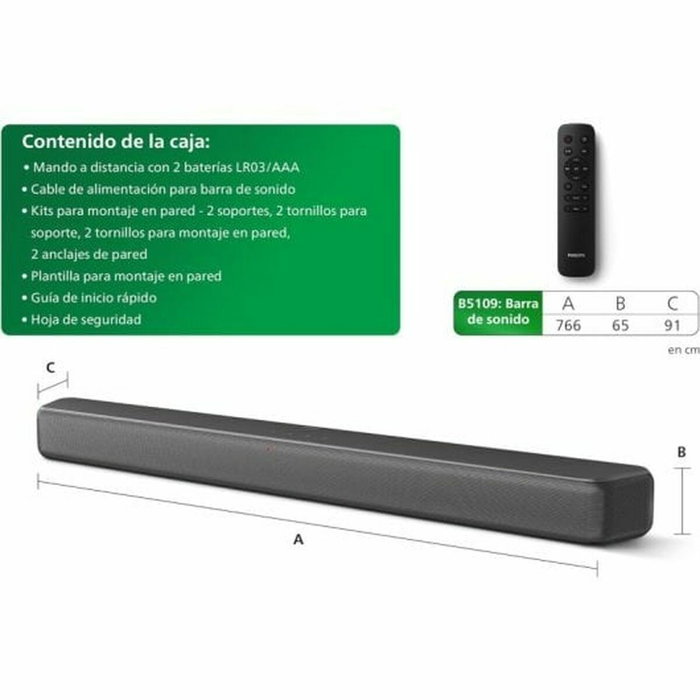 Philips Barra de Sonido TAB5109/10 2.0 Canales 60W Bluetooth 5.4