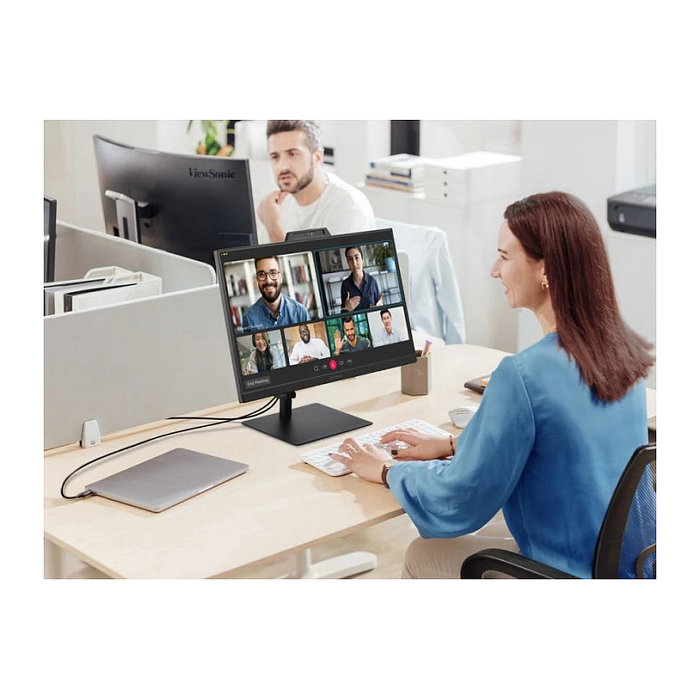 Viewsonic VG2741V-2K Monitor 27" 2K QHD IPS 100Hz con Altavoces y Cámara Web, Puertos HDMI/DP/USB-C, Negro