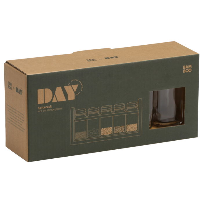 Day Especiero 5 Botes Vidrio Bambú Day Especiero 5 Botes Vidrio Bambú