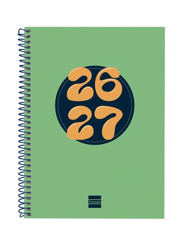 Finocam Agenda Cool para Estudiantes Espiral 2026-2027 Verde 155x212mm