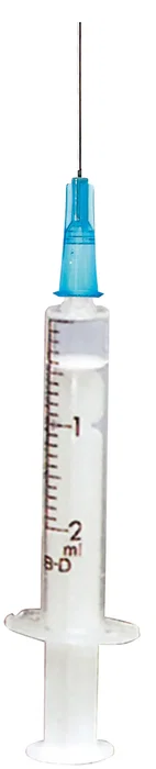 Becton Dickinson Jeringa Discardit 2 cuerpos 2ml con aguja 23G azul, 100 unidades