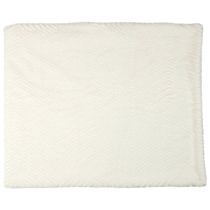Home Deco Factory Manta Piel Sintética Blanco 120x150 cm Suave Geométrica Zig-Zag Colección Natural Poliéster