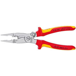 Knipex 13 96 200 Alicates de Punta Fina, 200 mm, Acero, Mangos de Plástico Naranja y Rojo, 280 g