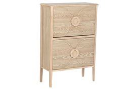 DKD Home Decor Zapatero Romantico Natural Abeto MDF 2 Cajones 70 x 103 x 30 cm