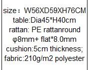DKD Home Decor Mesa Terraza Y Jardin Ratán Sintético Marron Claro Blanco 56x76x59 cm Set de 3