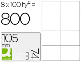 Q-connect Etiqueta Adhesiva KF10659 105x74 mm para Impresora Ink-jet, Láser y Fotocopiadora, Caja 100 Hojas DIN A4